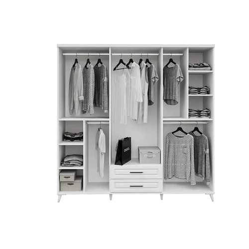 �cretsiz Montaj Komple MDF Sanat 6 Kapakl� �ekmeceli Beyaz Gard�rop