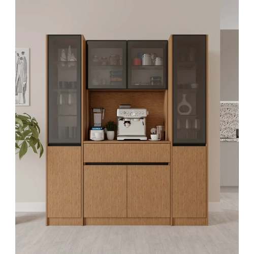 Bambu Maxi Komple MDF LED Ayd�nlatmal� Kahve K��esi