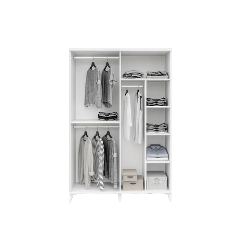 �cretsiz Montaj Milano 4 Kapakl� Komple MDF Beyaz Gard�rop