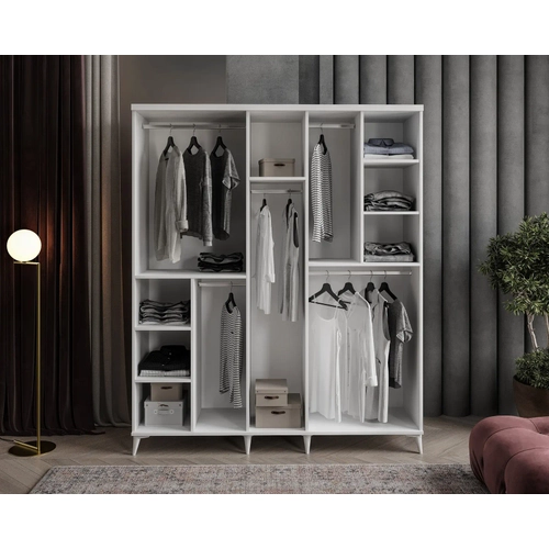 �cretsiz Montaj Milano 5  Kapakl� Komple MDF Beyaz Gard�rop