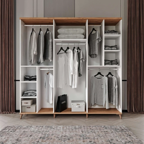 �cretsiz Montaj Bohem 6 Kapakl� Komple MDF  Gard�rop