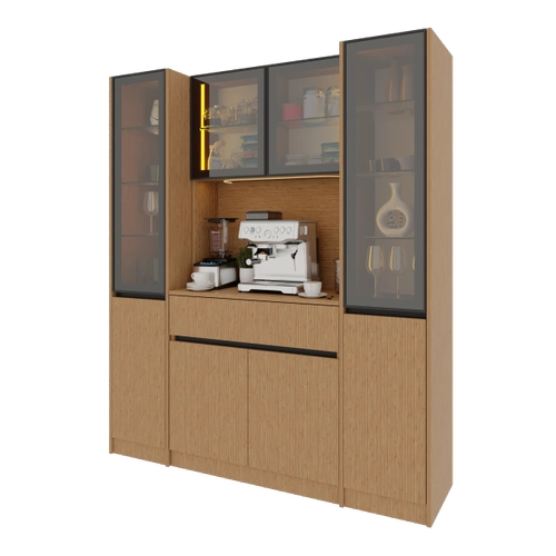 Bambu Maxi Komple MDF LED Ayd�nlatmal� Kahve K��esi