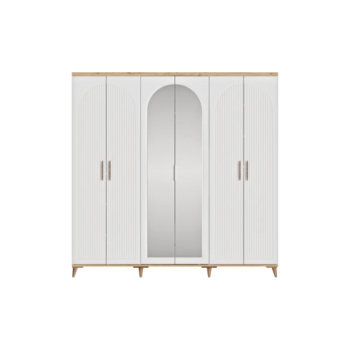 �cretsiz Montaj Nevada 6 Kapakl� Aynal� Komple MDF Gard�rop