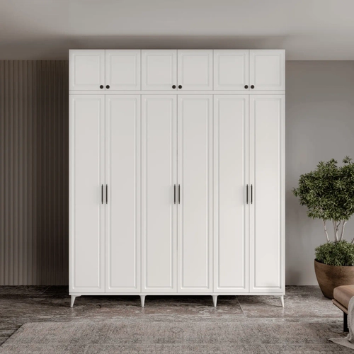 �cretsiz Montaj Milas  6 Kapakl� Komple MDF Ayakl� Y�kl�kl� Gard�rop