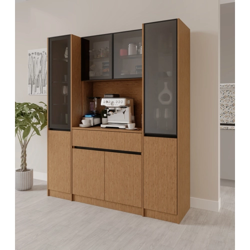 Bambu Maxi Komple MDF LED Ayd�nlatmal� Kahve K��esi
