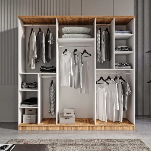�cretsiz Montaj Flora 6 Kapakl� Komple MDF Gard�rop