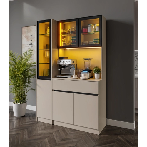 Viona Kum Beji Midi Sol Vitrinli Komple MDF LED Ayd�nlatmal� Kahve K��esi