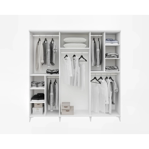 �cretsiz Montaj Sport 6 Kapakl� Aynal� Komple MDF Antrasit-Beyaz Gard�rop