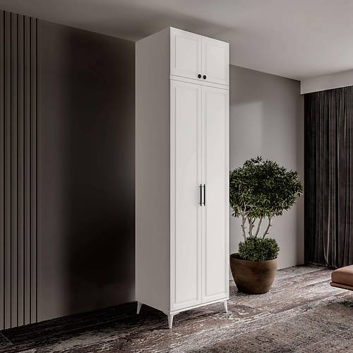 �cretsiz Montaj Milas 2 Kapakl� Komple MDF Ayakl� Y�kl�kl� Gard�rop