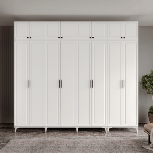 cretsiz Montaj Milas 8 Kapakl Komple MDF Ayakl Yklkl Gardrop