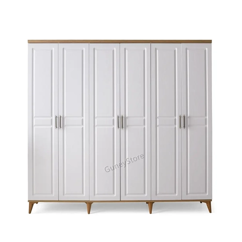 �cretsiz Montaj Sport 6 Kapakl�  Komple MDF Atlantik �am-Beyaz Gard�rop