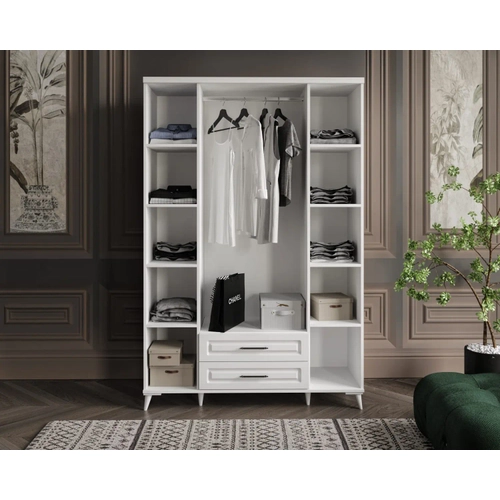 �cretsiz Montaj G�zde 4 Kapakl� Komple MDF �ekmeceli Beyaz Gard�rop