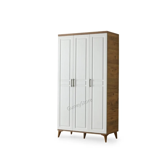 �cretsiz Montaj Sport 3 Kapakl� Komple MDF Atlantik �am-Beyaz Gard�rop