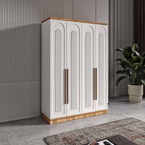 �cretsiz Montaj Flora 4 Kapakl� Komple MDF Gard�rop