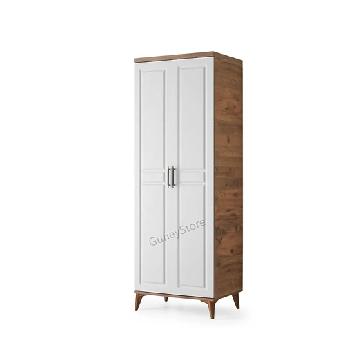 �cretsiz Montaj Sport 2 Kapakl� Komple MDF Atlantik �am-Beyaz Gard�rop
