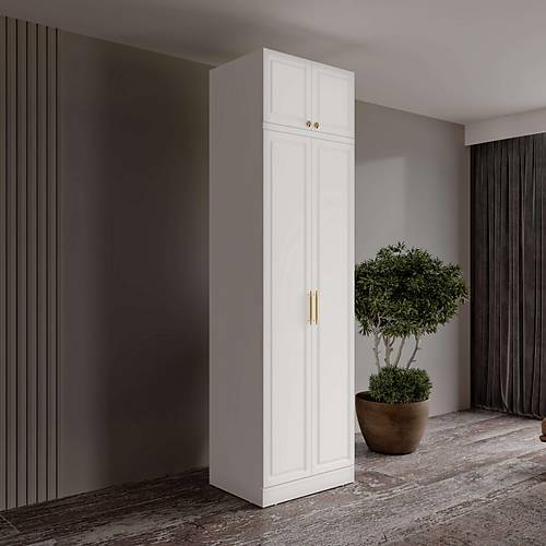 �cretsiz Montaj Milas Gold 2 Kapakl� Komple MDF Y�kl�kl� Gard�rop