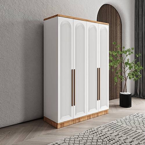 cretsiz Montaj Rosa 4 Kapakl Komple MDF Gardrop