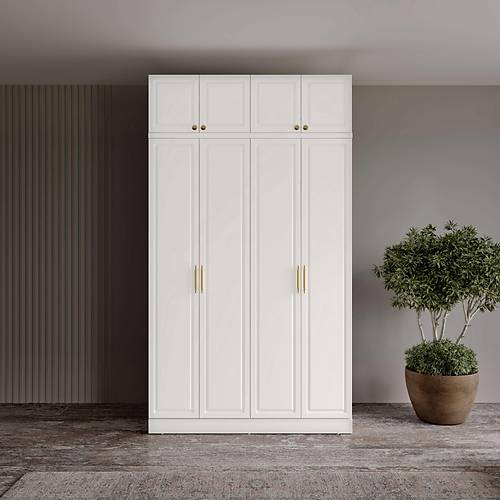 cretsiz Montaj Milas Gold 4 Kapakl Komple MDF Yklkl Gardrop