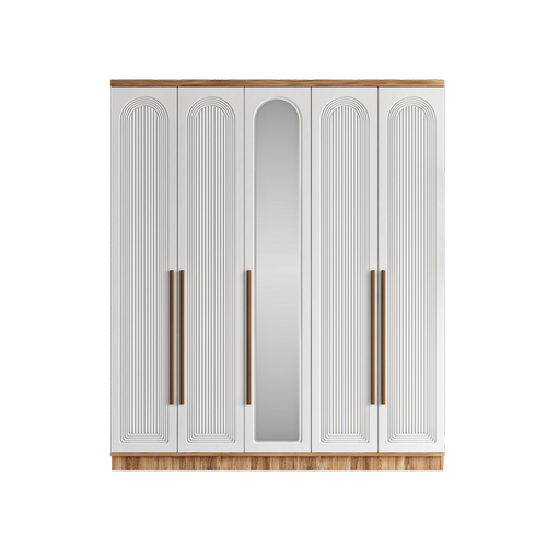 cretsiz Montaj Rosa 5 Kapakl Aynal Komple MDF Gardrop
