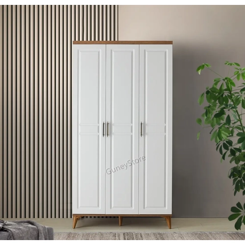 �cretsiz Montaj Sport 3 Kapakl� Komple MDF Atlantik �am-Beyaz Gard�rop