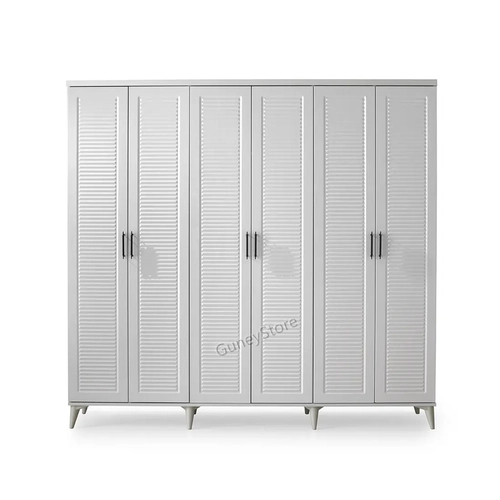 �cretsiz Montaj Paris 6 Kapakl�  Komple MDF Beyaz Gard�rop