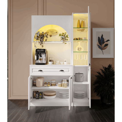 Armoni Black Midi Kahve K��esi Sa� Vitrinli Komple MDF