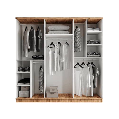 cretsiz Montaj Rosa 6 Kapakl Komple MDF Gardrop