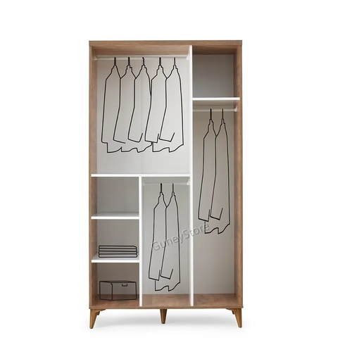 �cretsiz Montaj Paris 3 Kapakl�  Komple MDF Atlantik �am-Beyaz Gard�rop