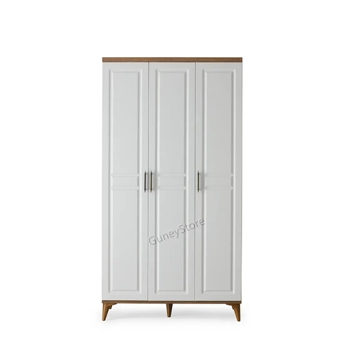 �cretsiz Montaj Sport 3 Kapakl� Komple MDF Atlantik �am-Beyaz Gard�rop