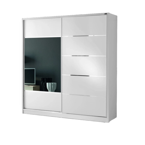 �cretsiz Montaj 180 Cm S�rg�l� Komple MDF Gard�rop Beyaz Ray Dolap