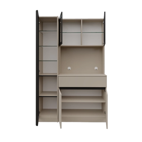 Lora Kum Beji Midi Sol Vitrinli Komple MDF LED Ayd�nlatmal� Kahve K��esi