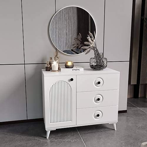 Oslo Komple MDF Beyaz Aynal� �ifonyer