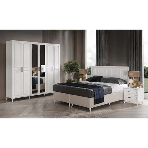 �cretsiz Montaj Sport 6 Kap�l� Komple MDF Beyaz Yatak Odas� Tak�m�
