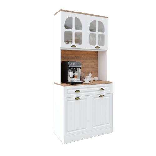 Efes 2 Kapakl� Kahve K��esi � 93 cm MDF, LED Ayd�nlatmal�, �ok Ama�l� Mutfak ve Airfryer Dolab�