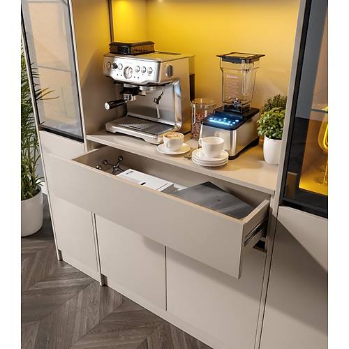 Viona Maxi Kum Beji Komple MDF LED Ayd�nlatmal� Kahve K��esi