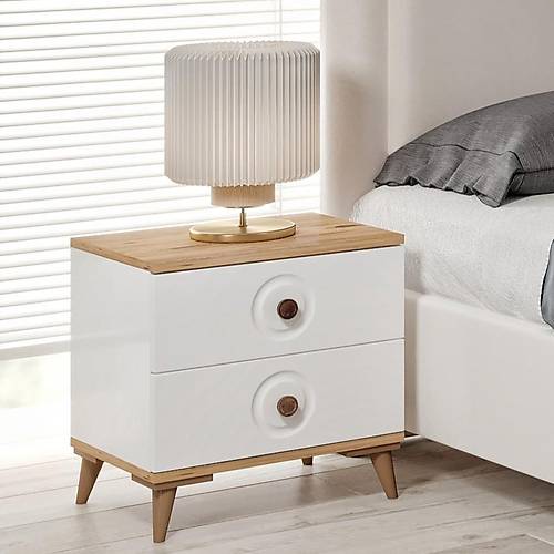 Nevada Komple MDF Atlantik �am - Beyaz Komodin