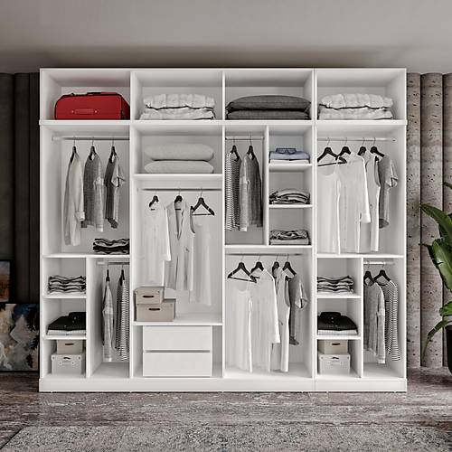 �cretsiz Montaj Milas Gold 8 Kapakl� Komple MDF Y�kl�kl� Gard�rop