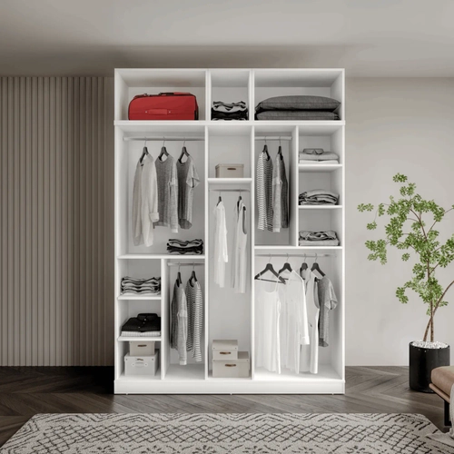 �cretsiz Montaj Milas 5 Kapakl� Komple MDF Y�kl�kl� Gard�rop