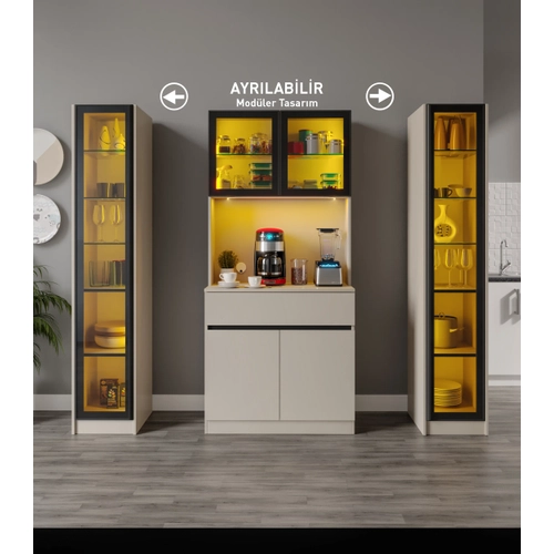 Lora Maxi Kum Beji Komple MDF LED Ayd�nlatmal� Kahve K��esi