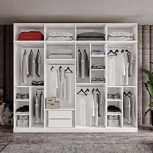 �cretsiz Montaj Milas 8 Kapakl� Komple MDF Y�kl�kl� Gard�rop
