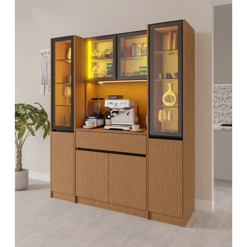 Bambu Maxi Komple MDF LED Ayd�nlatmal� Kahve K��esi