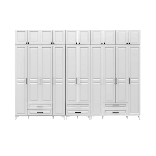 �cretsiz Montaj G�zde 10 Kapakl� �ekmeceli Y�kl�kl� Komple MDF  Beyaz Gard�rop