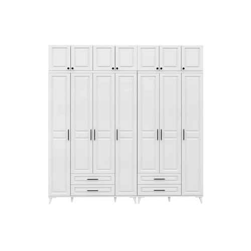 �cretsiz Montaj G�zde 7 Kapakl� �ekmeceli Y�kl�kl� Komple MDF  Beyaz Gard�rop