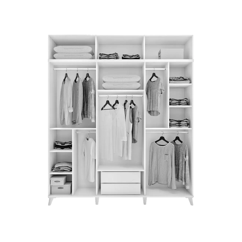 �cretsiz Montaj Paris 6 Kapakl� Y�kl�kl� Komple MDF Beyaz Gard�rop