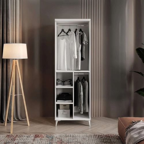 �cretsiz Montaj Oslo 2 Kapakl� Komple MDF Beyaz Gard�rop