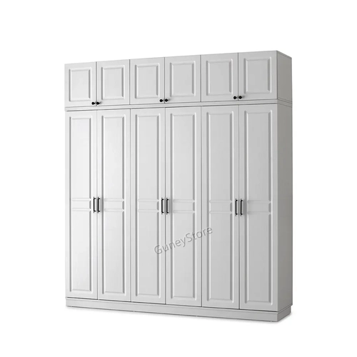 �cretsiz Montaj Sport 6 Kapakl� Y�kl�kl� Komple MDF Beyaz Gard�rop �cretsiz Montaj