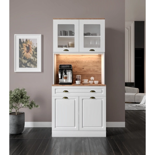 G�zde 2 Kapakl� Kahve K��esi � 93 cm MDF, LED Ayd�nlatmal�, �ok Ama�l� Mutfak ve Airfryer Dolab�