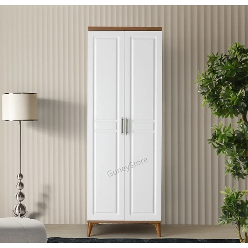 �cretsiz Montaj Sport 2 Kapakl� Komple MDF Atlantik �am-Beyaz Gard�rop