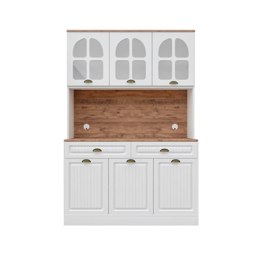Efes Kahve K��esi - 140 cm MDF Mutfak Dolab� - LED Ayd�nlatmal� - �cretsiz Montaj