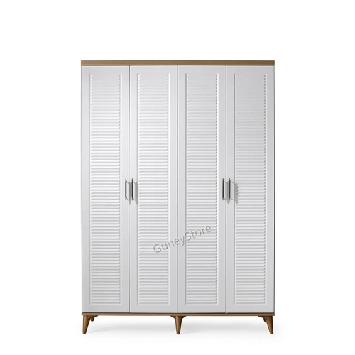 �cretsiz Montaj Paris 4 Kapakl�  Komple MDF Atlantik �am-Beyaz Beyaz Gard�rop